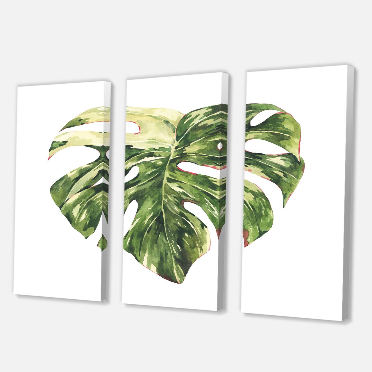 Designart - Tropical Green Leaves In Summer Times III - Tropical Canvas Wall Art Print